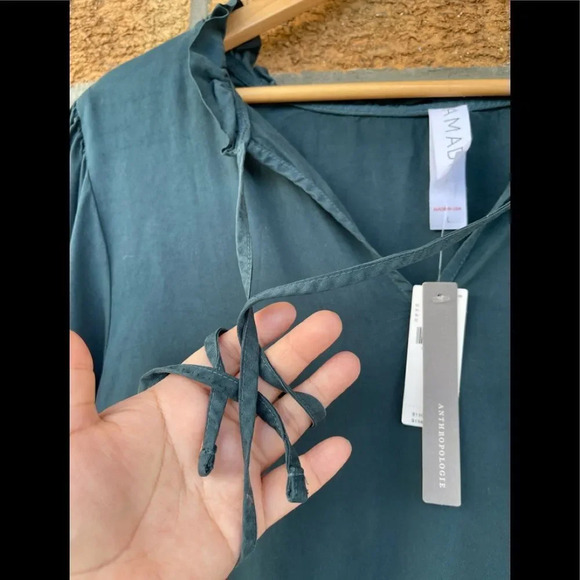 Anthro Amadi Glenn Peasant Sleeves Tiered Tunic MIDI Dress Large - Picture 15 of 15